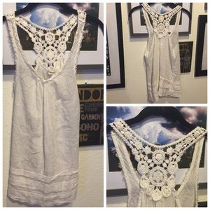 Anthropologie Gauzy Crochet Tank